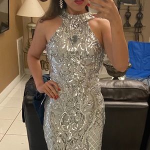 Sequined Halter Gown